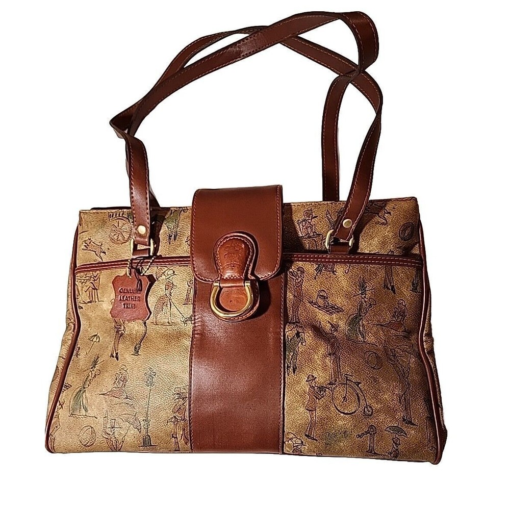 VINTAGE‎ Marchino Italian Leather Large Womens Bag Satchel Purse Venice Street